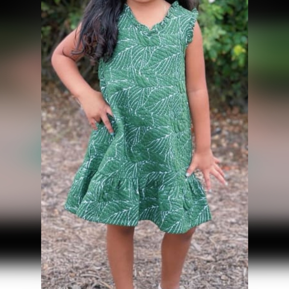 Janie and Jack Leaf Ruffle Trim Dress